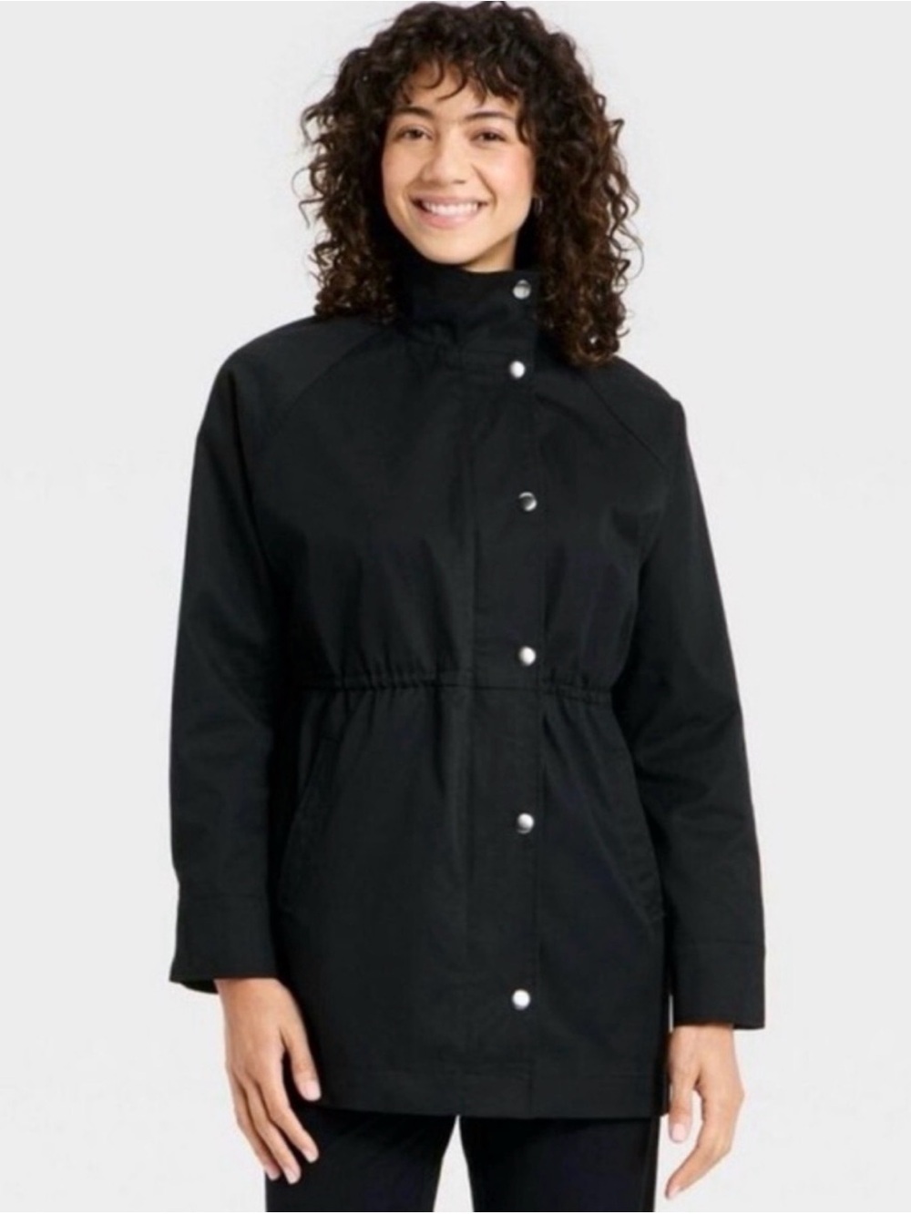 A new day Women's BlackDrawstring Waist Parka Jacket small NWT - Picture 2 of 10